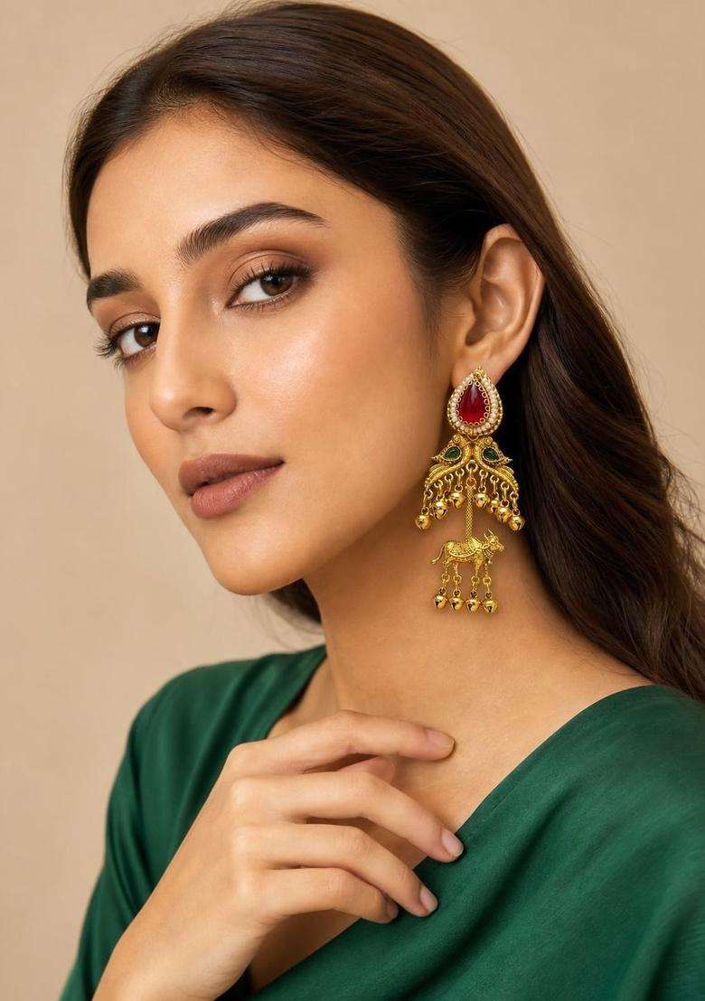 Silver-Plated Animal Shaped Drop Earrings for Women | Traditional Temple Jewellery for Wedding & Festive Wear | Gift for Her - Indya