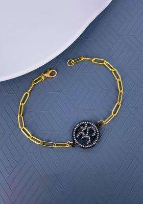 Gold-Plated Cubic Zirconia Temple Link Bracelet for Women | Traditional Temple Jewellery for Wedding & Festive Wear | Gift for Her