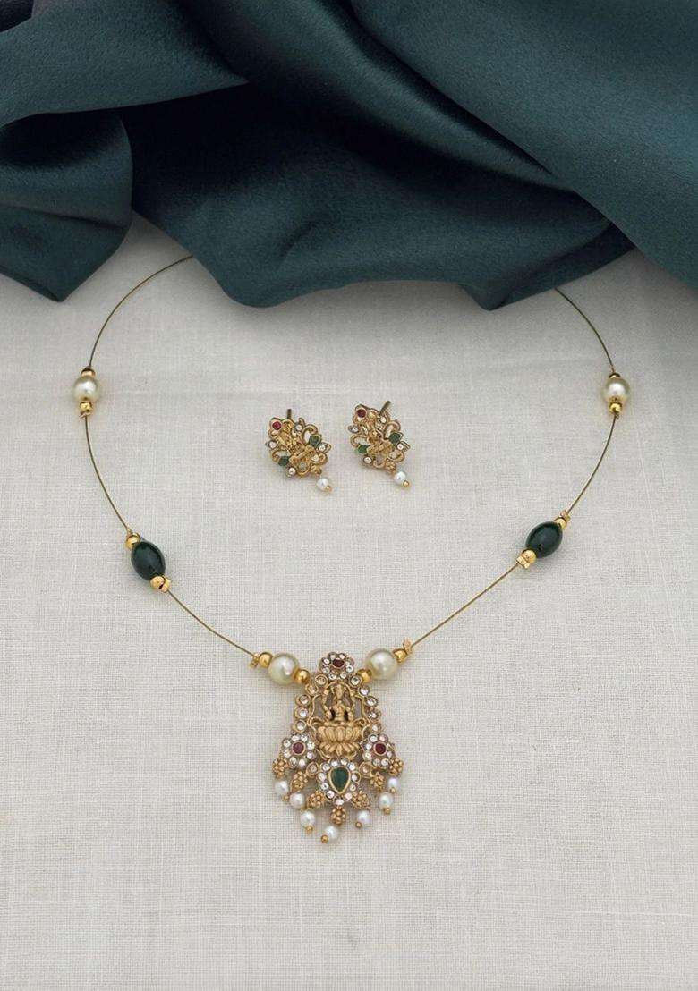 Gold-Plated Temple Necklace and Earrings for Women | Traditional Temple Jewellery for Wedding & Festive Wear | Gift for Her - Indya