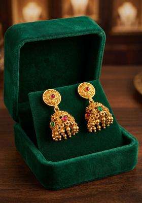 Gold-Plated Circular Jhumkas Earrings for Women | Traditional Temple Jewellery for Wedding & Festive Wear | Gift for Her