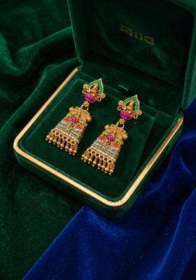 Gold-Plated Geometric Drop Earrings for Women | Traditional Temple Jewellery for Wedding & Festive Wear | Gift for Her