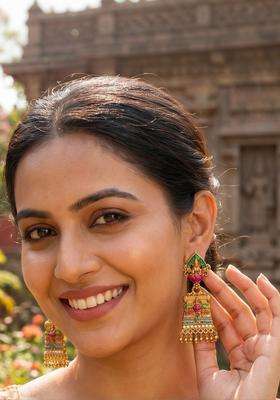 Gold-Plated Floral Jhumkas Earrings for Women | Traditional Temple Jewellery for Wedding & Festive Wear | Gift for Her