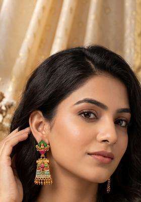 Gold-Plated Geometric Drop Earrings for Women | Traditional Temple Jewellery for Wedding & Festive Wear | Gift for Her