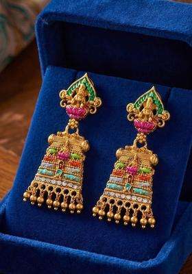Gold-Plated Geometric Drop Earrings for Women | Traditional Temple Jewellery for Wedding & Festive Wear | Gift for Her