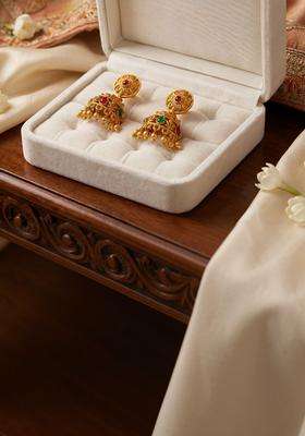 Gold-Plated Dome Shaped Jhumkas Earrings for Women | Traditional Temple Jewellery for Wedding & Festive Wear | Gift for Her