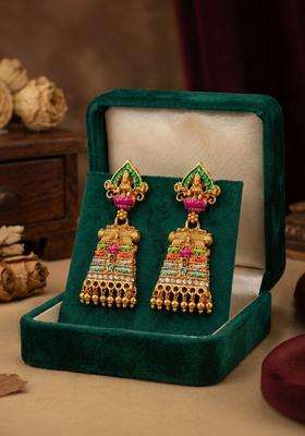 Gold-Plated Geometric Drop Earrings for Women | Traditional Temple Jewellery for Wedding & Festive Wear | Gift for Her