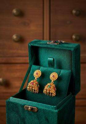 Gold-Plated Circular Jhumkas Earrings for Women | Traditional Temple Jewellery for Wedding & Festive Wear | Gift for Her