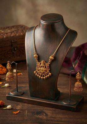 Gold-Plated Temple Beaded Pendant and Earrings for Women | Traditional Temple Jewellery for Wedding & Festive Wear | Gift for Her