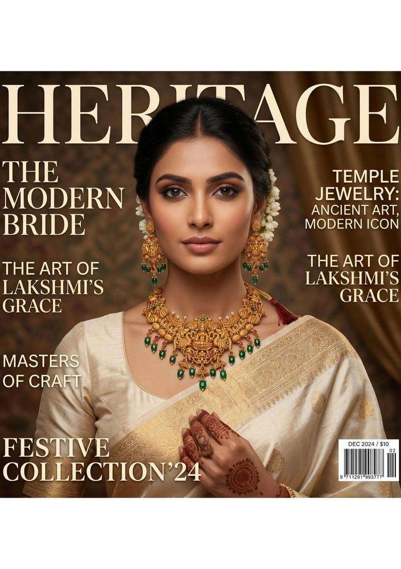 Gold-Plated Temple Beaded Necklace and Earrings for Women | Traditional Temple Jewellery for Wedding & Festive Wear | Gift for Her - Indya