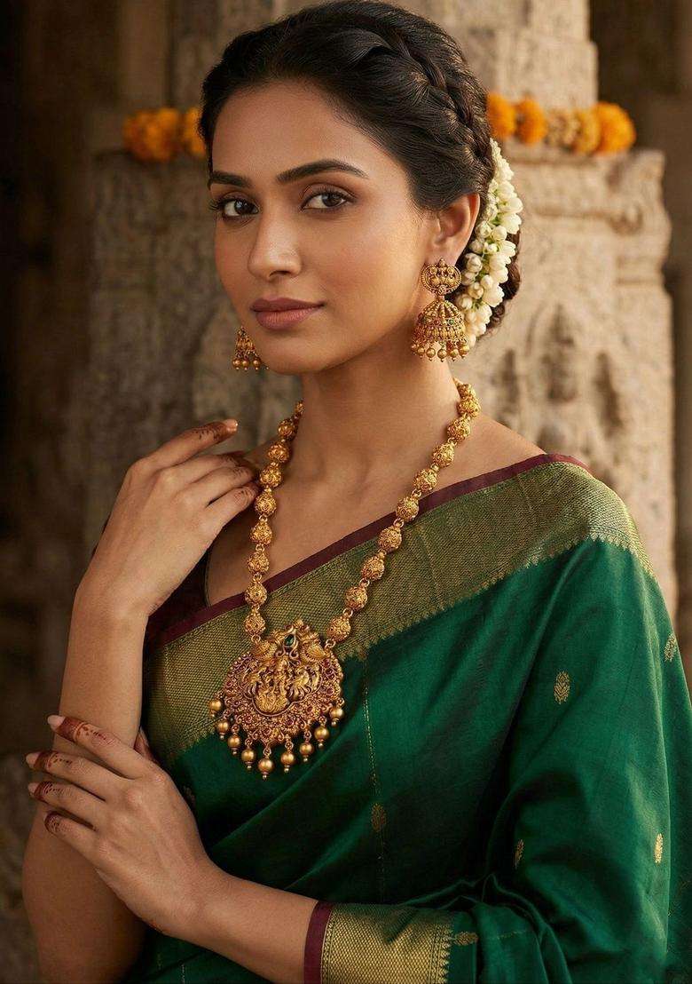 Temple Beaded Necklace and Earrings for Women | Traditional Temple Jewellery for Wedding & Festive Wear | Gift for Her - Indya