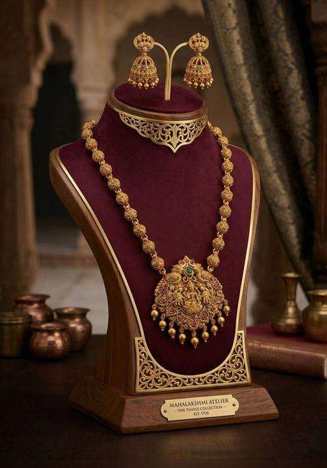 Temple Beaded Necklace and Earrings for Women | Traditional Temple Jewellery for Wedding & Festive Wear | Gift for Her
