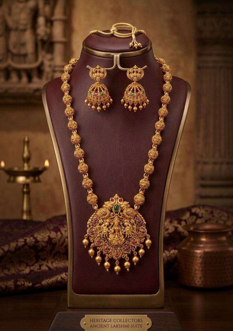 Temple Beaded Necklace and Earrings for Women | Traditional Temple Jewellery for Wedding & Festive Wear | Gift for Her - Indya