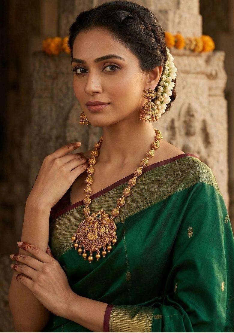 Temple Beaded Necklace and Earrings for Women | Traditional Temple Jewellery for Wedding & Festive Wear | Gift for Her - Indya