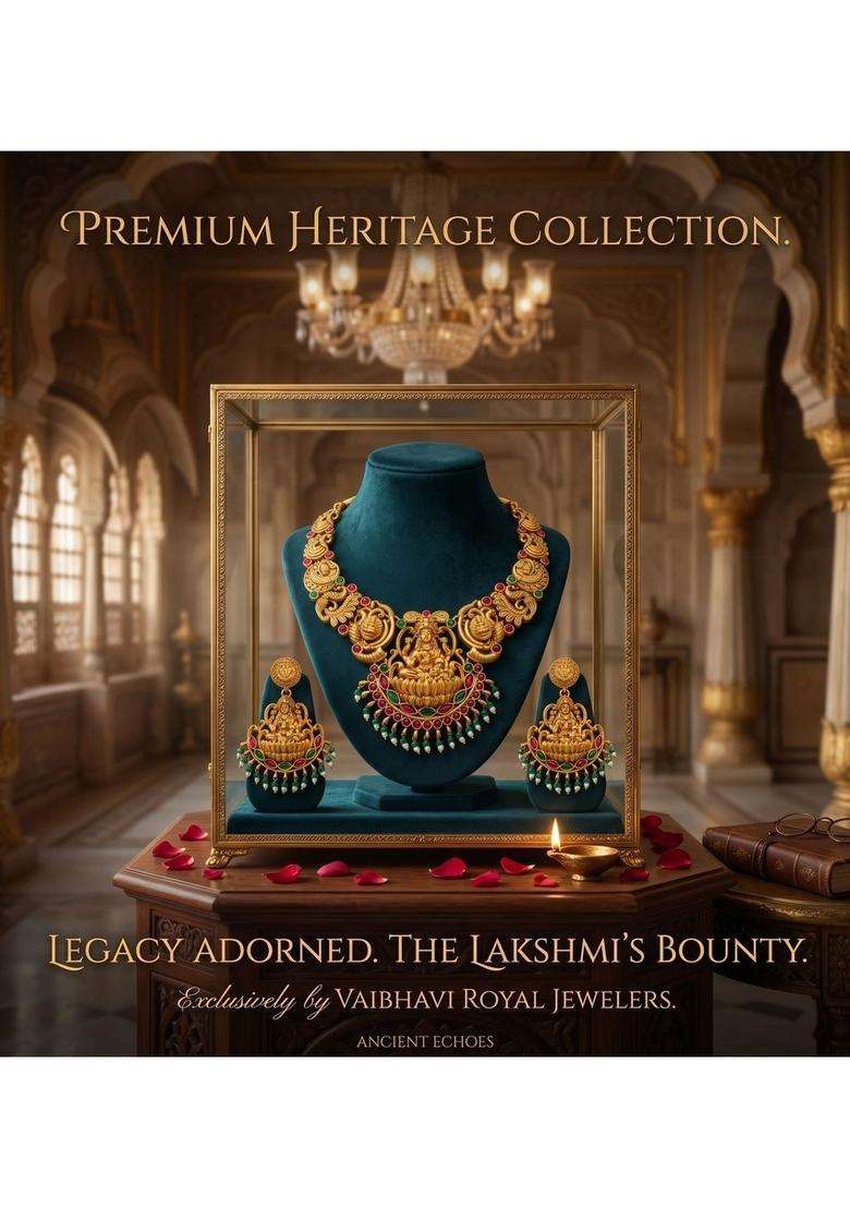 Gold-Plated Temple Beaded Necklace and Earrings Jewellery Set for Women | Traditional Temple Jewellery for Wedding & Festive Wear | Gift for Her - Indya