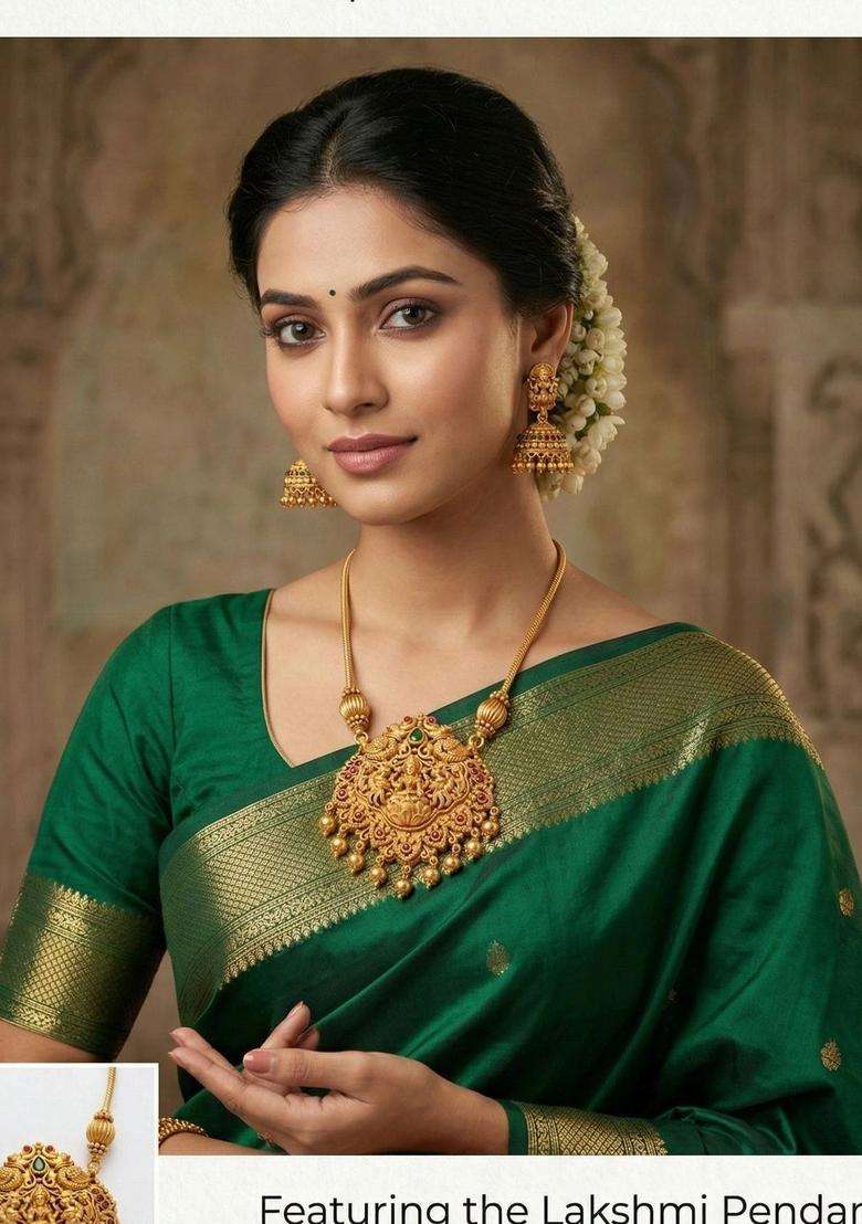 Gold-Plated Temple Beaded Necklace and Earrings for Women | Traditional Temple Jewellery for Wedding & Festive Wear | Gift for Her - Indya