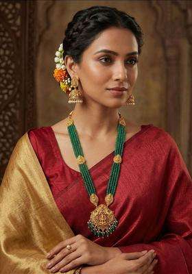Gold-Plated Temple Beaded Jewellery Set for Women | Traditional Temple Jewellery for Wedding & Festive Wear | Gift for Her