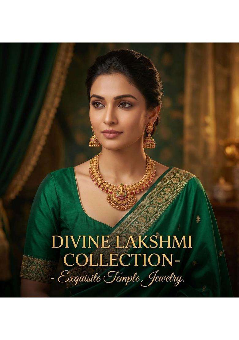 Gold-Plated Temple Beaded Necklace and Earrings for Women | Traditional Temple Jewellery for Wedding & Festive Wear | Gift for Her - Indya