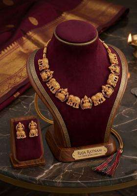 Gold-Plated Temple Beaded Necklace and Earrings for Women | Traditional Temple Jewellery for Wedding & Festive Wear | Gift for Her