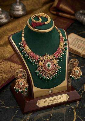 Gold-Plated Temple Beaded Necklace and Earrings for Women | Traditional Temple Jewellery for Wedding & Festive Wear | Gift for Her