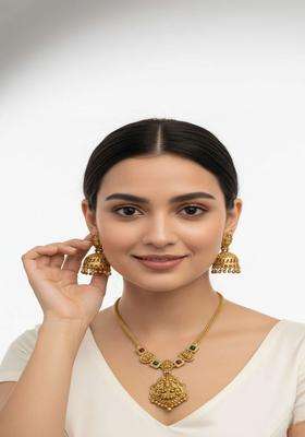 Gold-Plated Temple Stone Studded & Beaded Necklace and Earrings for Women | Traditional Temple Jewellery for Wedding & Festive Wear | Gift for Her