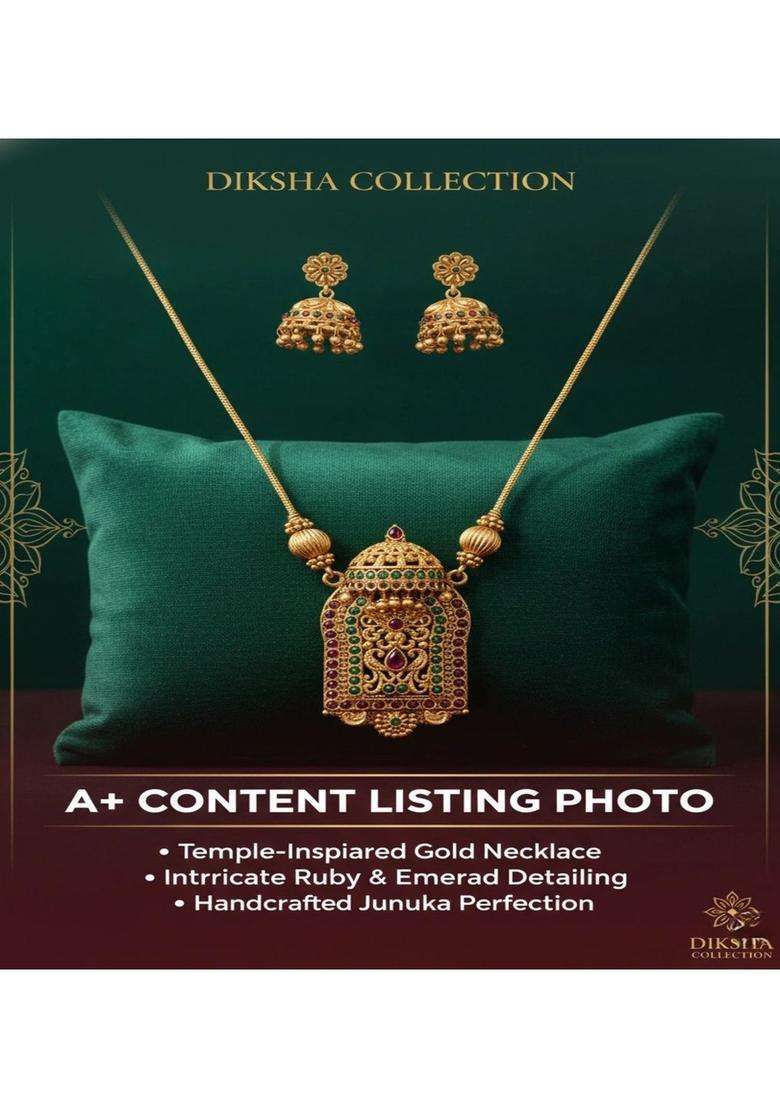 Gold-Plated Temple Stone Studded & Beaded Necklace and Earrings for Women | Traditional Temple Jewellery for Wedding & Festive Wear | Gift for Her - Indya