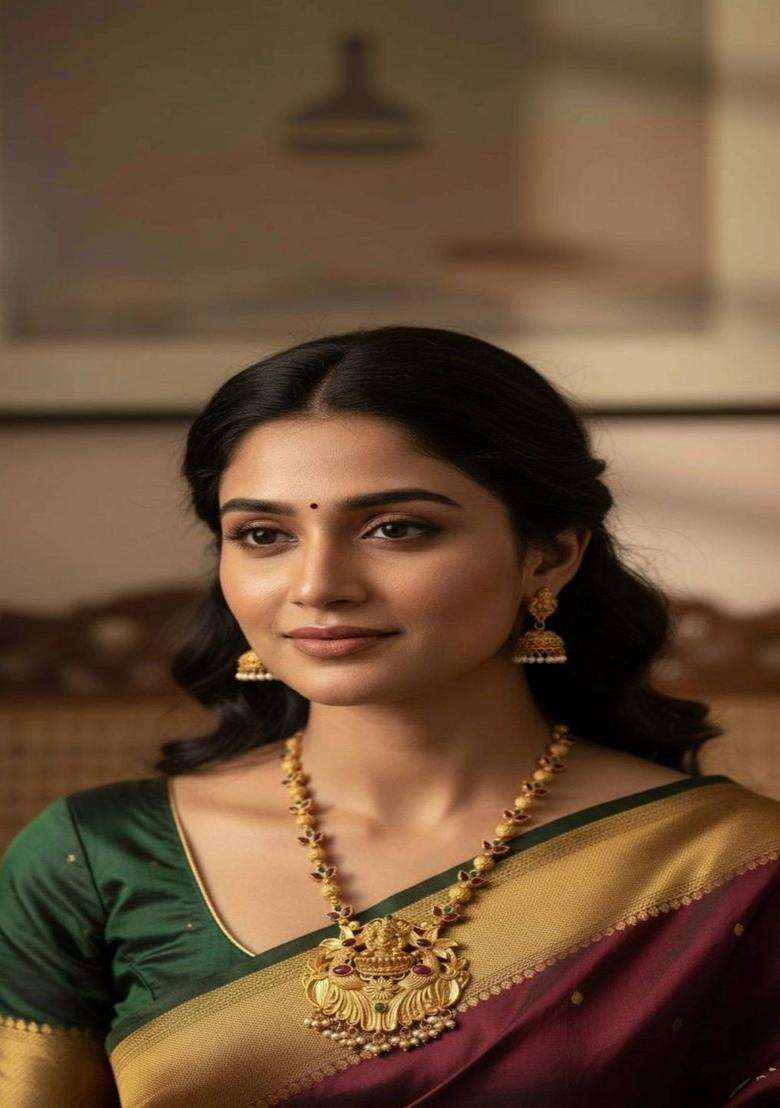 Gold-Plated Temple Stone Studded & Beaded Necklace and Earrings for Women | Traditional Temple Jewellery for Wedding & Festive Wear | Gift for Her - Indya