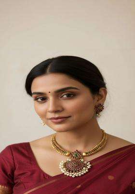 Gold-Plated Temple Stone Studded & Beaded Necklace and Earrings for Women | Traditional Temple Jewellery for Wedding & Festive Wear | Gift for Her