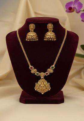 Gold-Plated Temple Stone Studded & Beaded Necklace and Earrings for Women | Traditional Temple Jewellery for Wedding & Festive Wear | Gift for Her