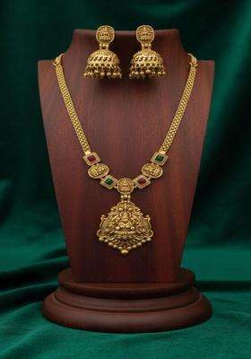 Gold-Plated Temple Stone Studded & Beaded Necklace and Earrings for Women | Traditional Temple Jewellery for Wedding & Festive Wear | Gift for Her