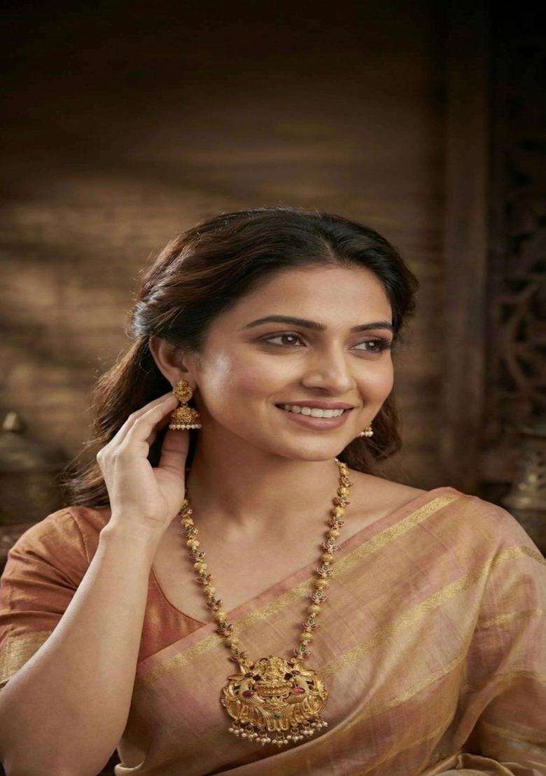 Gold-Plated Temple Stone Studded & Beaded Necklace and Earrings for Women | Traditional Temple Jewellery for Wedding & Festive Wear | Gift for Her - Indya