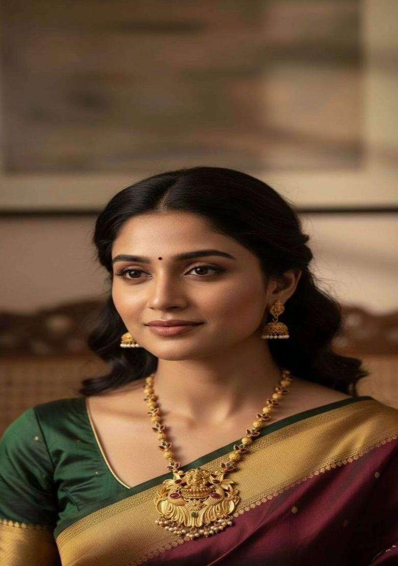 Gold-Plated Temple Stone Studded & Beaded Necklace and Earrings for Women | Traditional Temple Jewellery for Wedding & Festive Wear | Gift for Her - Indya