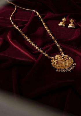Gold-Plated Temple Stone Studded & Beaded Necklace and Earrings for Women | Traditional Temple Jewellery for Wedding & Festive Wear | Gift for Her