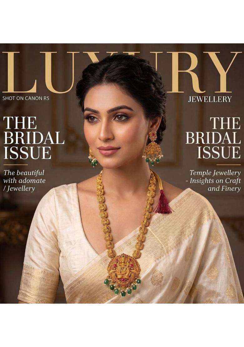 Gold-Plated Temple Stone Studded & Beaded Necklace and Earrings for Women | Traditional Temple Jewellery for Wedding & Festive Wear | Gift for Her - Indya