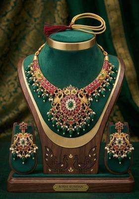 Gold-Plated Temple Beaded Necklace and Earrings for Women | Traditional Temple Jewellery for Wedding & Festive Wear | Gift for Her