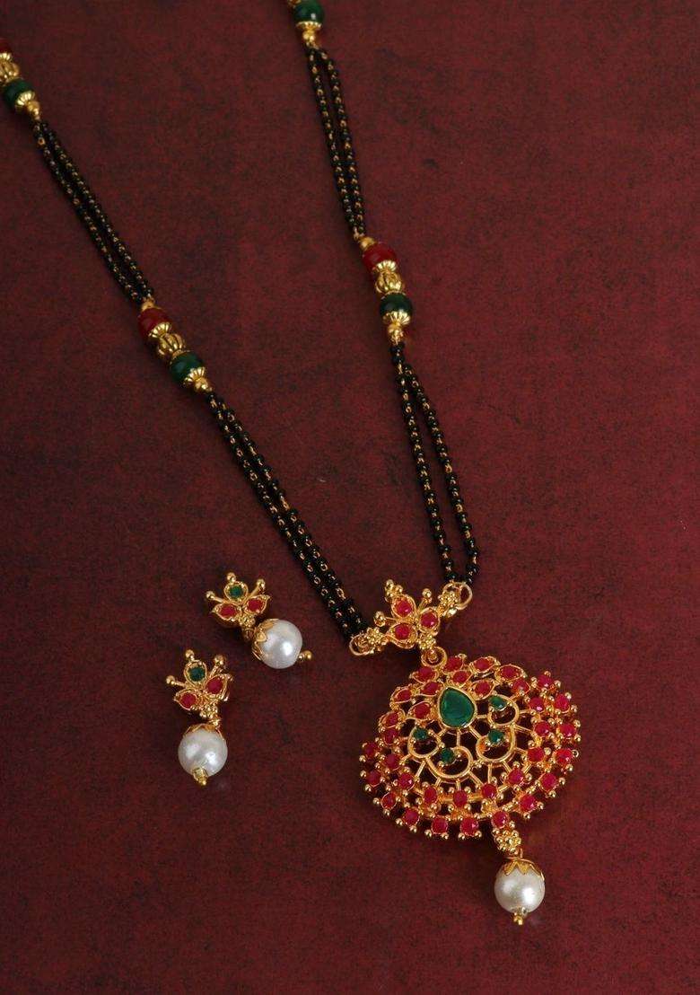Gold-Plated Temple Beaded Necklace and Earrings for Women | Traditional Temple Jewellery for Wedding & Festive Wear | Gift for Her - Indya