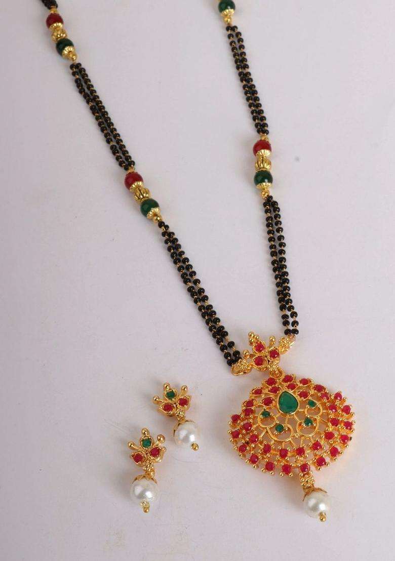 Gold-Plated Temple Beaded Necklace and Earrings for Women | Traditional Temple Jewellery for Wedding & Festive Wear | Gift for Her - Indya