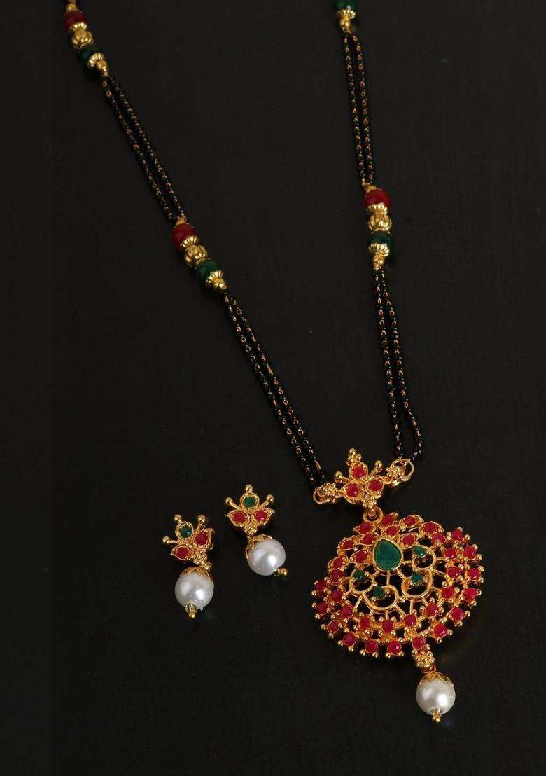 Gold-Plated Temple Beaded Necklace and Earrings for Women | Traditional Temple Jewellery for Wedding & Festive Wear | Gift for Her - Indya