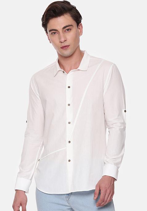 White Cotton Shirt For Men