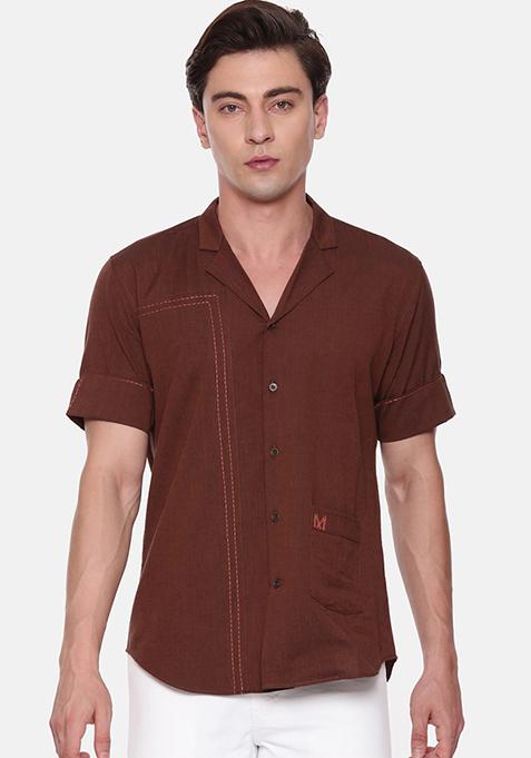Brown Short Sleeve Shirt For Men
