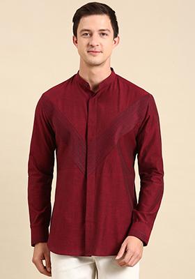 Maroon Cotton Shirt For Men