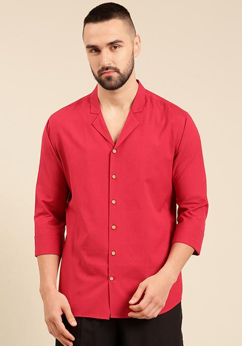 Red Malai Cotton Shirt For Men