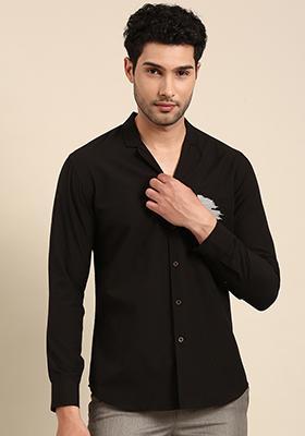 Black Cotton Summer Shirt For Men