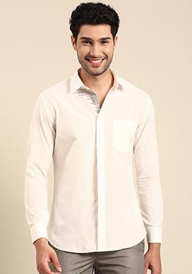 White Cotton Summer Shirt For Men