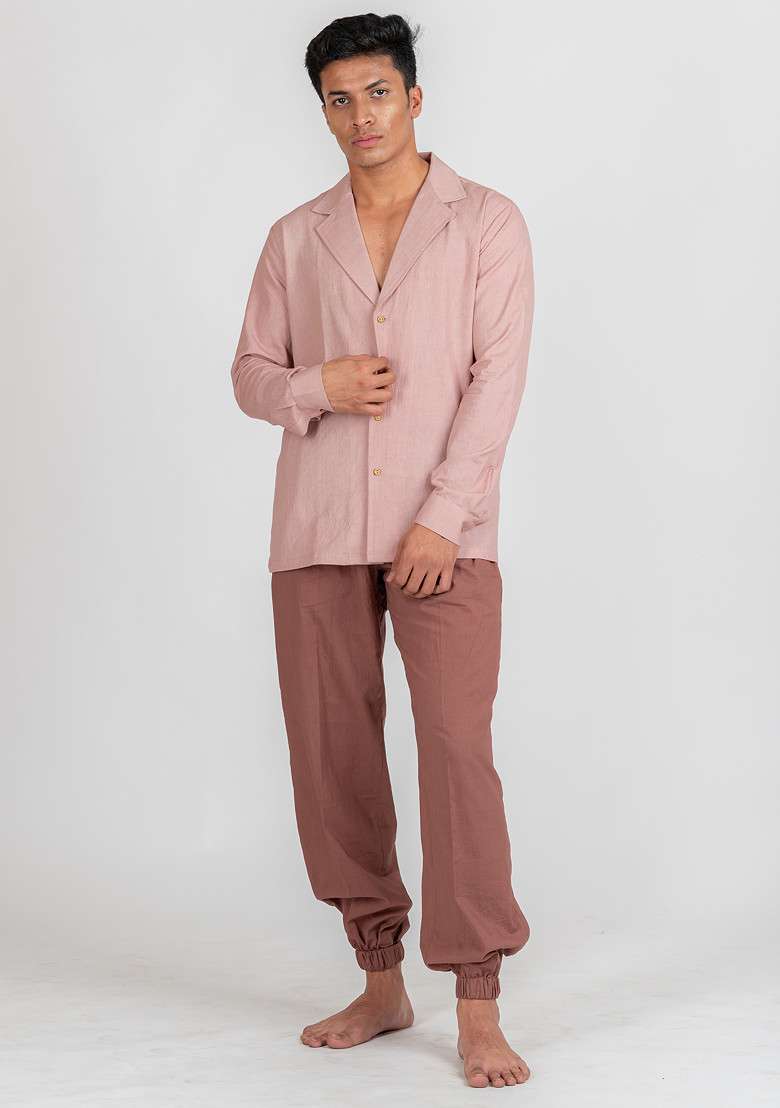Rose Pink Solid Blazer For Men - Indya