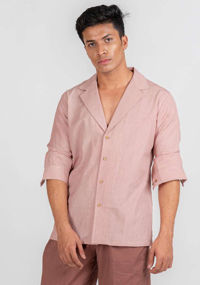 Rose Pink Solid Blazer For Men - Indya