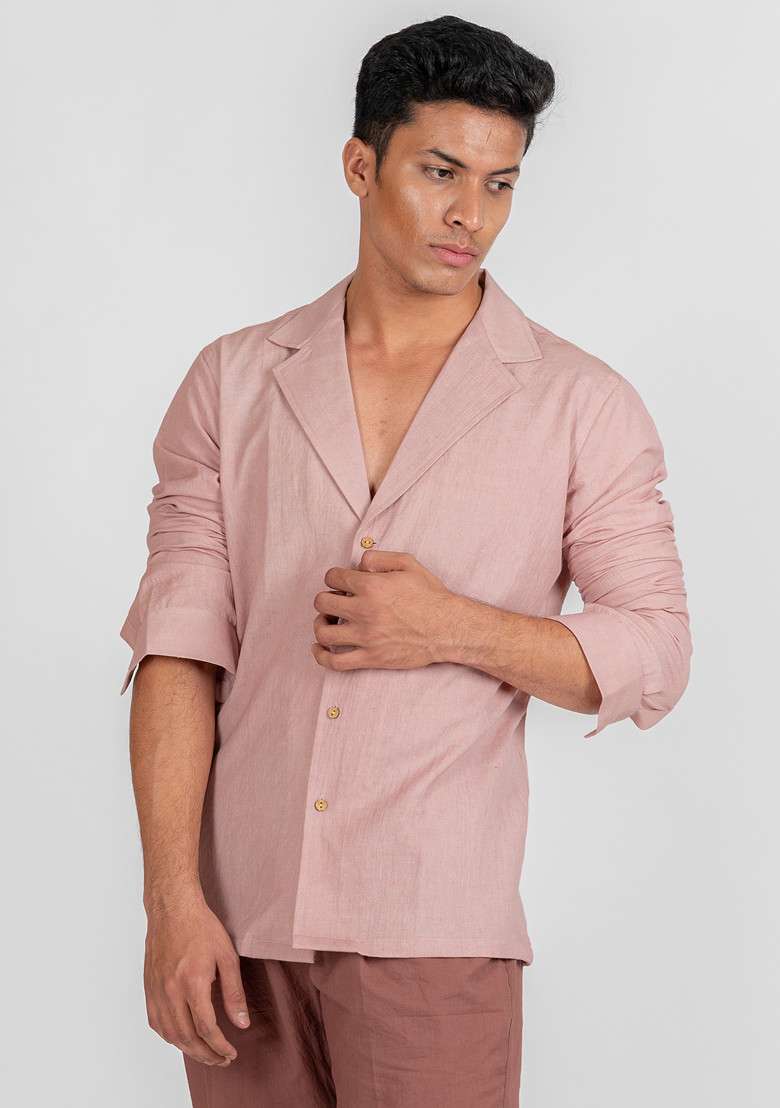 Rose Pink Solid Blazer For Men - Indya