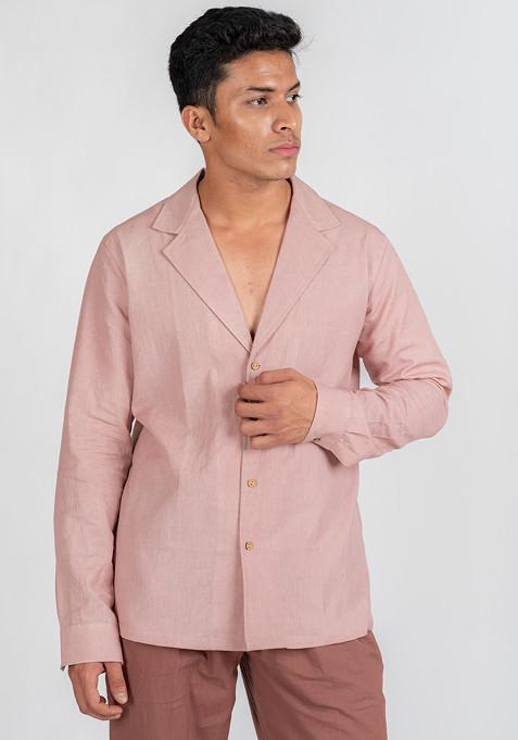 Rose Pink Solid Blazer For Men