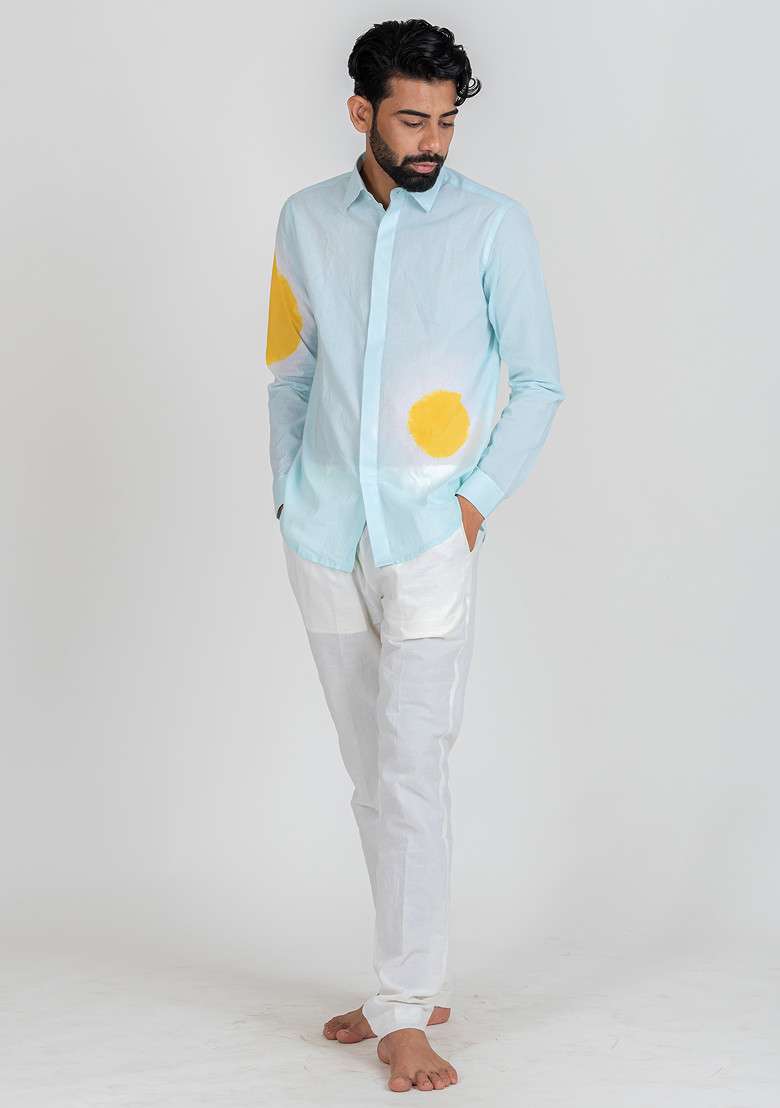 Blue Printed Summer Day Shirt For Men - Indya