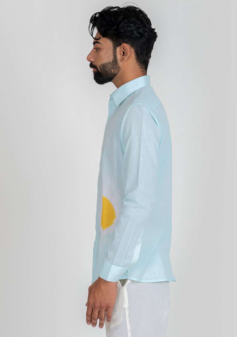Blue Printed Summer Day Shirt For Men - Indya