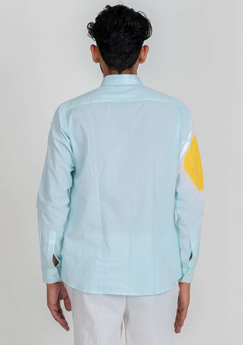 Blue Printed Summer Day Shirt For Men - Indya